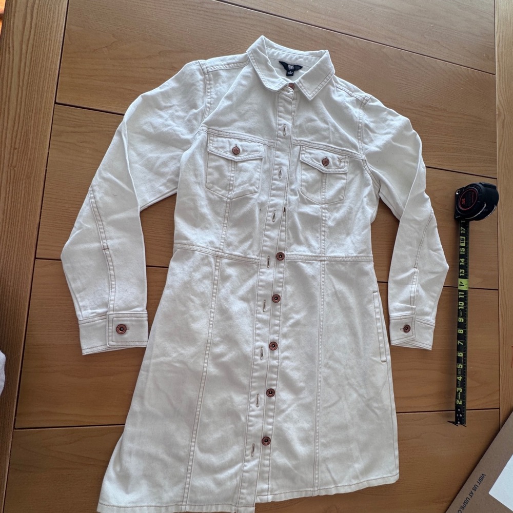 Frye Womens S 100% Mini Denim Dress Form Fitting Buttons Pockets Western Cowgirl